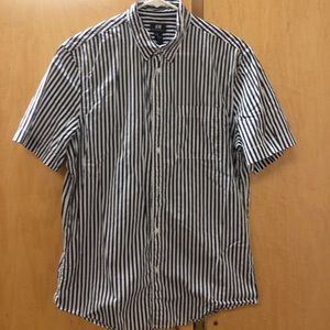 Vertical Striped Short Sleeve Button Up H&M